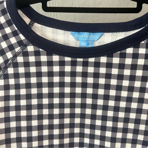 Draper James Natalie Navy Plaid Check Gingham Crew neck Pullover Sweatshirt - Picture 6 of 12